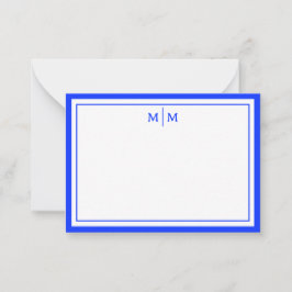 Tarjeta Pequeña Azul Minimalista estético con borde y monograma