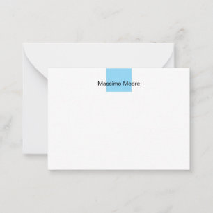 Tarjeta Pequeña Azul Negro Blanco Liso Elegante Nombre Propio