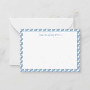 Tarjeta Pequeña Azul Pastel de Cuadros para Niños