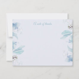 Tarjeta Pequeña Azul Polvoriento Floral Gracias