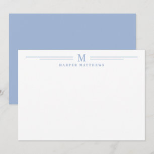 Tarjeta Pequeña Azul Polvoriento Simple Dos Bordes Minimalista