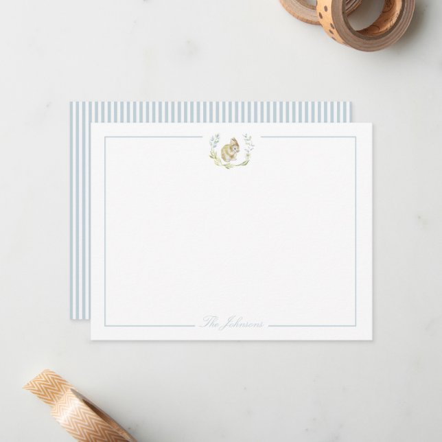 Tarjeta Pequeña Azul suave claro con Stationery personalizada Bunn (Anverso/Reverso In Situ)