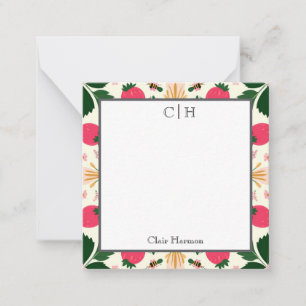 Tarjeta Pequeña Azul suave y Naranja Abstracto plano floral