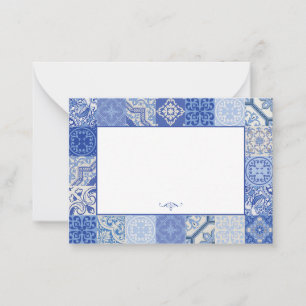 Tarjeta Pequeña Azulejos mediterráneos de la etnia blanca azul Boh
