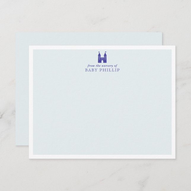 Tarjeta Pequeña Baby Blue Castle Nursery Note Card (Anverso / Reverso)