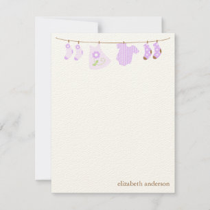 Tarjeta Pequeña Baby Clothesline Personalizado Flat Gracias Notes