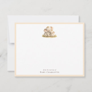 Tarjeta Pequeña Baby Elephant Nursery Note Card – Personalized