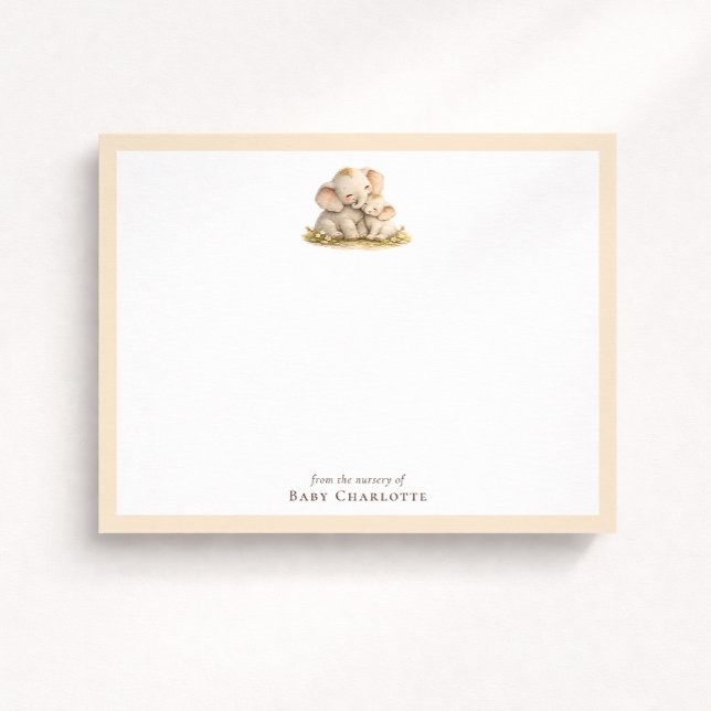 Tarjeta Pequeña Baby Elephant Nursery Note Card – Personalized (Subido por el creador)