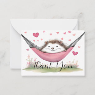 Tarjeta Pequeña Baby Hedgehog Resting Gracias
