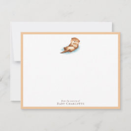 Tarjeta Pequeña Baby Otter Nursery Note Card – Personalized