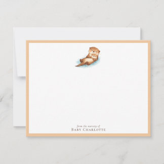 Tarjeta Pequeña Baby Otter Nursery Note Card – Personalized