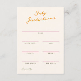 Tarjeta Pequeña Baby Predictions Shower Game Card