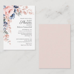 Tarjeta Pequeña Baby Shower azul rosa azul floral de presupuesto