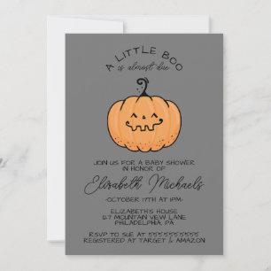 Tarjeta Pequeña BABY SHOWER   Calabaza Boo de Halloween Lil