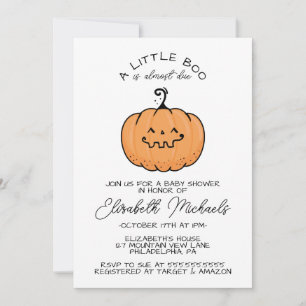 Tarjeta Pequeña BABY SHOWER Calabaza Boo de Halloween Lil