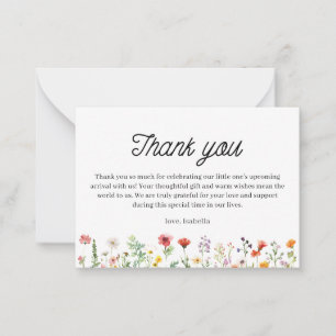 Tarjeta Pequeña Baby Shower de Flor Floral Neutral de Género