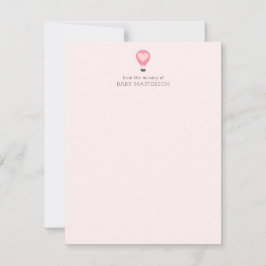 Tarjeta Pequeña Baby Shower de globo aerostático Pastel de rosa