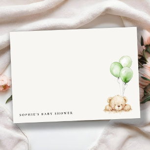 Tarjeta Pequeña Baby Shower de globo de espera neutro de Bearly Gr