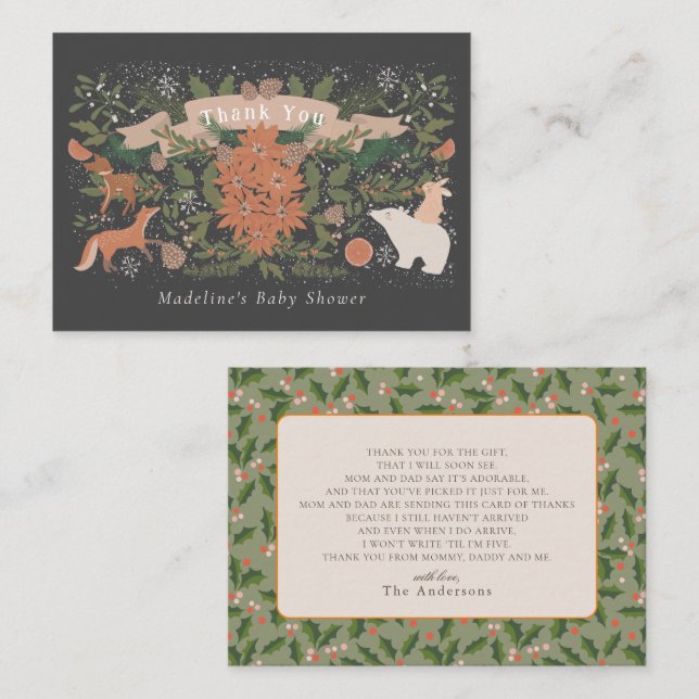 Tarjeta Pequeña Baby Shower de la marina de flotación de invierno  (Anverso / Reverso)