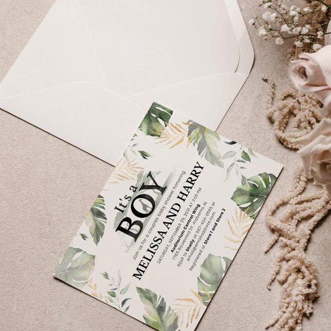 Tarjeta Pequeña Baby Shower de la pareja de jirafas del Safari de  (Subido por el creador)