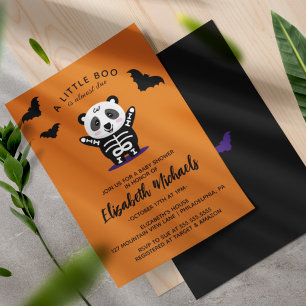 Tarjeta Pequeña BABY SHOWER   Halloween Cute Mummy Panda Bear