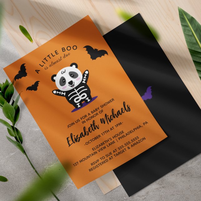 Tarjeta Pequeña BABY SHOWER | Halloween Cute Mummy Panda Bear (Subido por el creador)