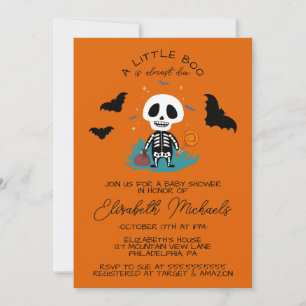 Tarjeta Pequeña BABY SHOWER   Halloween Lil' Boo Skeleton