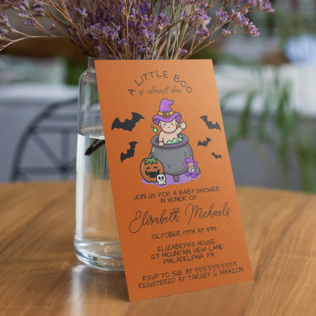 Tarjeta Pequeña BABY SHOWER | Halloween Lil' Boo Witch Brew Baby (Subido por el creador)