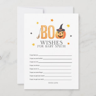 Tarjeta Pequeña Baby Shower Jack-o-lantern, deseando el bebé