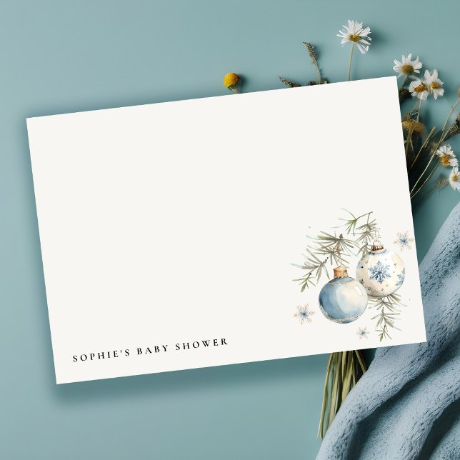 Tarjeta Pequeña Baby Shower Minimal Blue Winter Chirstmas Boy (Subido por el creador)