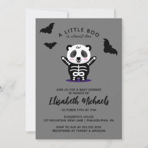 Tarjeta Pequeña BABY SHOWER   Oso Panda de Halloween