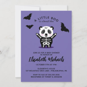 Tarjeta Pequeña BABY SHOWER   Oso Panda de Halloween