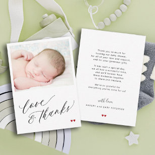 Tarjeta Pequeña Baby shower photo love and thanks thank you