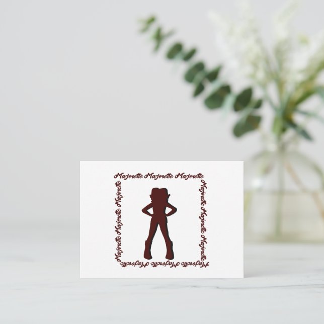 Tarjeta Pequeña Bailarina Majorette Notecard B ( Borgoña Blanca ) (Anverso de pie)