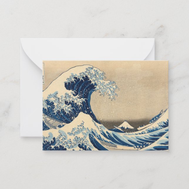 Tarjeta Pequeña Bajo la ola de Kanagawa, de Katsushika Hokusai (Anverso)