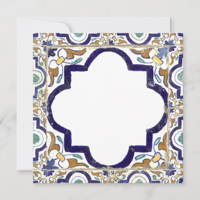 Tarjeta Pequeña Baldosas botánicas ornamentales vintage Monograma (Anverso)