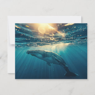 Tarjeta Pequeña Ballena azul bajo el agua