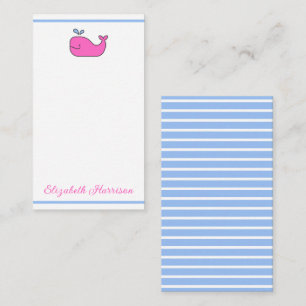 Tarjeta Pequeña Ballena azul y blanca rosada preferida personaliza