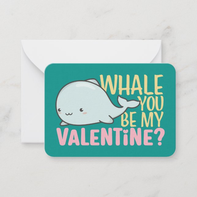 Tarjeta Pequeña Ballena, eres mi El día de San Valentín de San Val (Anverso)