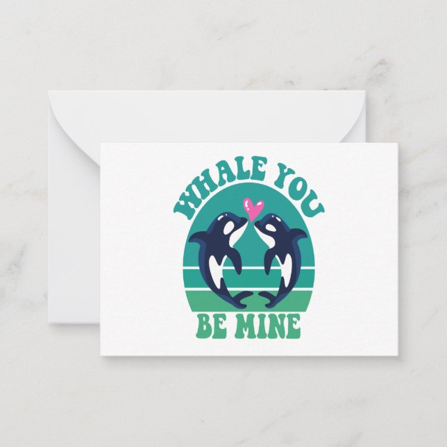 Tarjeta Pequeña Ballena, eres mía divertida, regalo de San Valentí (Anverso)