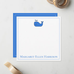 Tarjeta Pequeña Ballena Personalizada Preppy Náutica Azul y Blanco