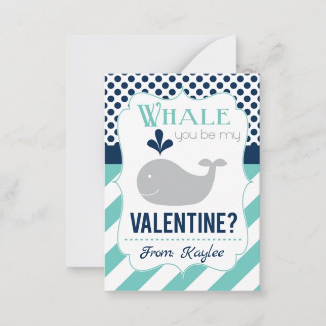 Tarjeta Pequeña Ballena que seas mi Valentín (Anverso)