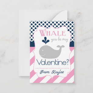 Tarjeta Pequeña Ballena rosa eres mi Valentín