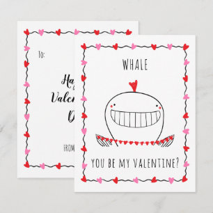 Tarjeta Pequeña Ballena Serás Mi San Valentín Divertido Día de San