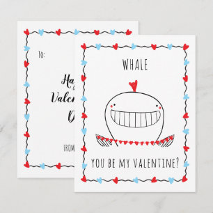 Tarjeta Pequeña Ballena Serás Mi San Valentín Divertido Día de San