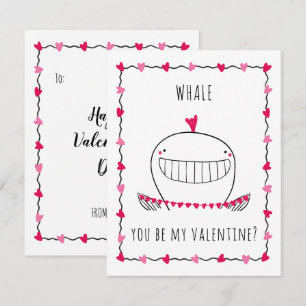 Tarjeta Pequeña Ballena Serás Mi San Valentín Divertido Día de San