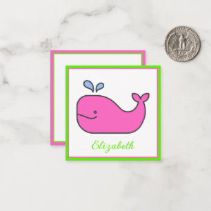 Tarjeta Pequeña Ballena verde y rosa perrito personalizada