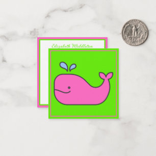 Tarjeta Pequeña Ballena verde y rosa perrito personalizada