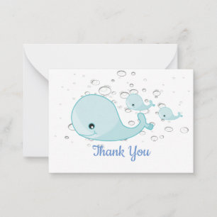 Tarjeta Pequeña Ballenas Azules Gracias Cartas