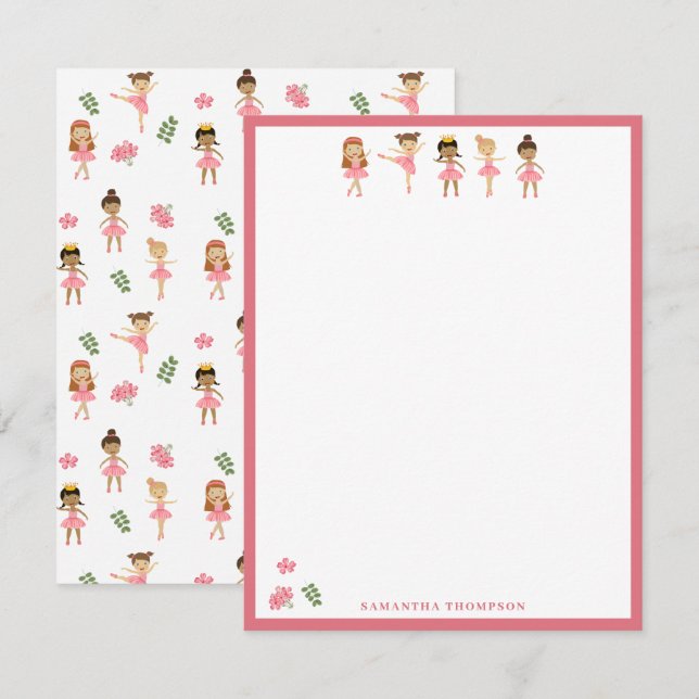 Tarjeta Pequeña Ballet Ballerinas rosadas Patrón de baile (Anverso / Reverso)